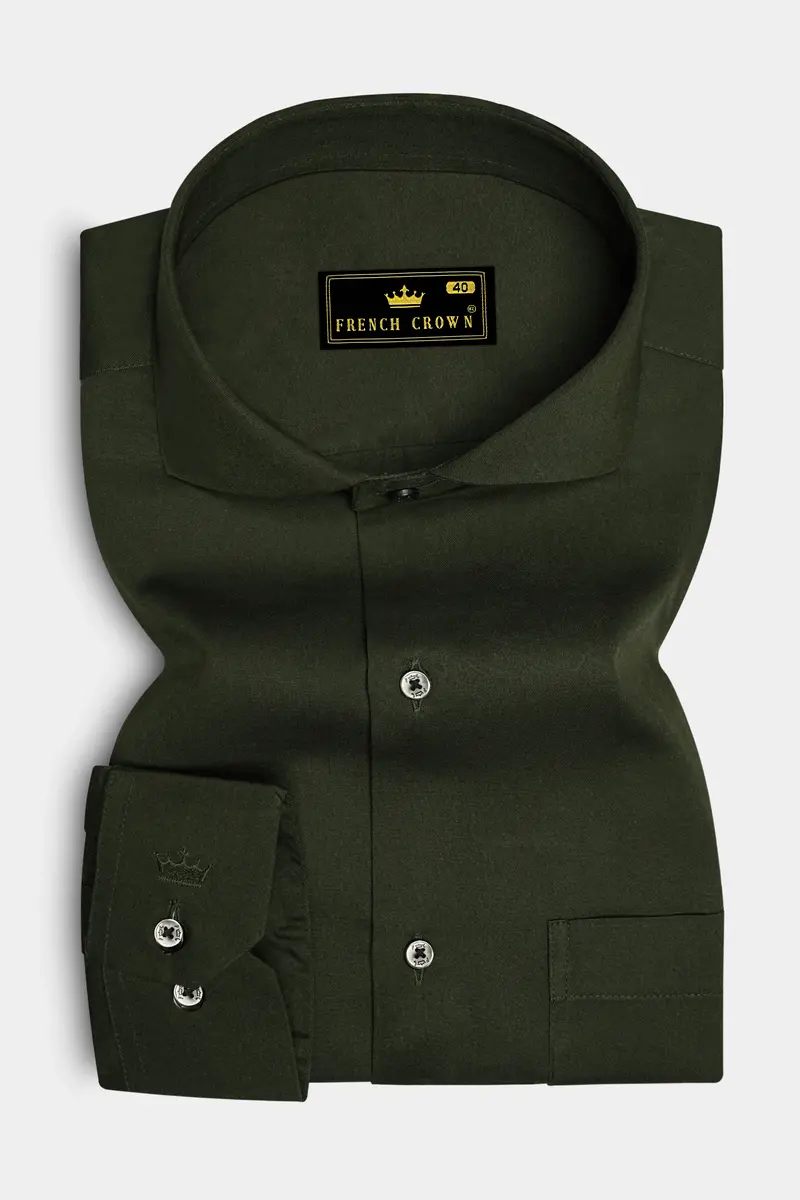 Arborix-Olive Green Super Soft Premium Giza Cotton Dress Shirt 4
