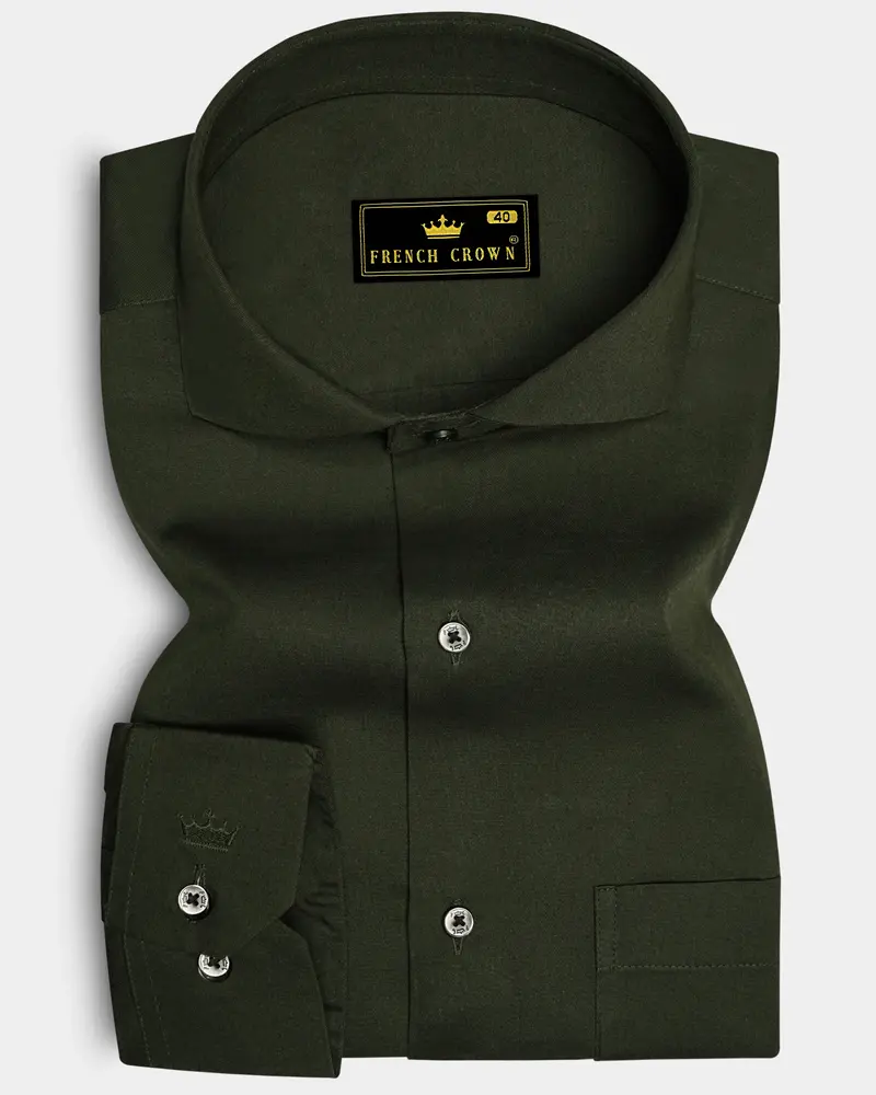 Arborix-Olive Green Super Soft Premium Giza Cotton Dress Shirt 6