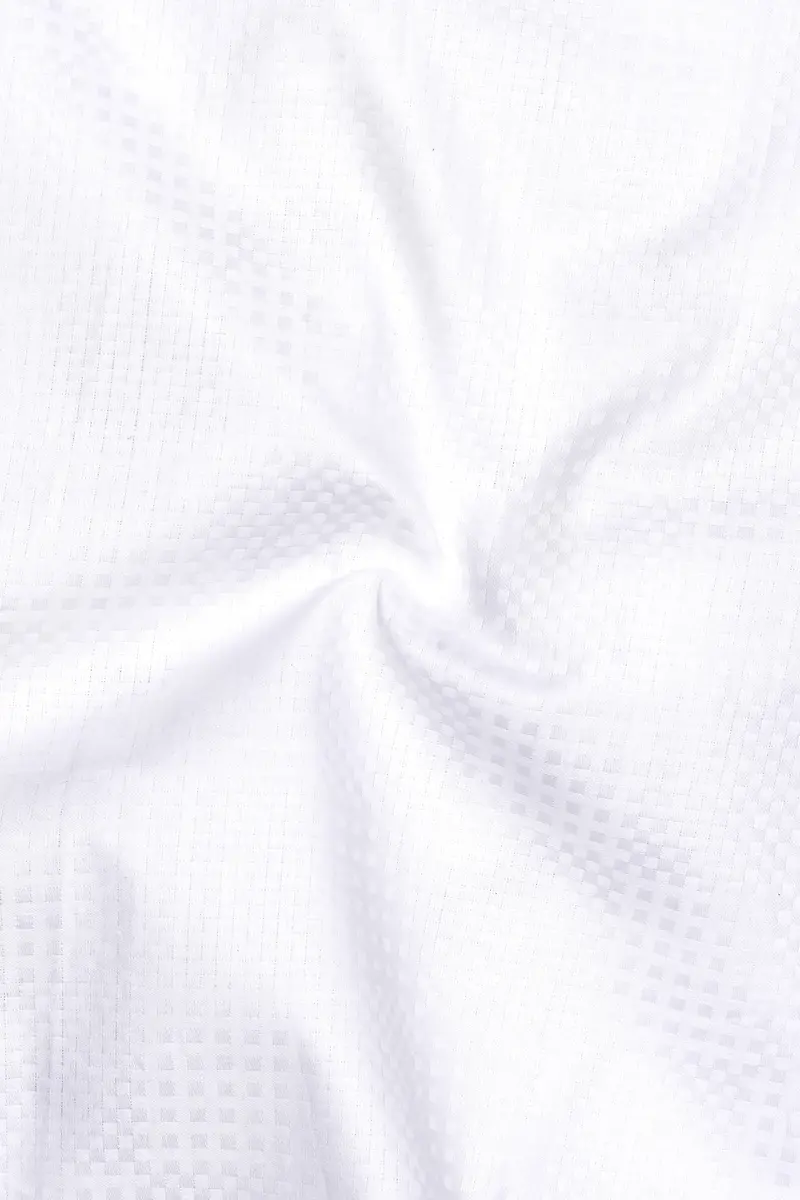 Arctic Luxe-Bright White Dobby Textured Premium Giza Cotton Dress Shirt 3
