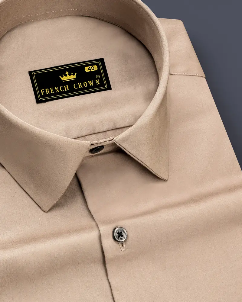 Arenzo-Quicksand Brown Subtle Sheen Super Soft Premium Cotton Dress Shirt 1