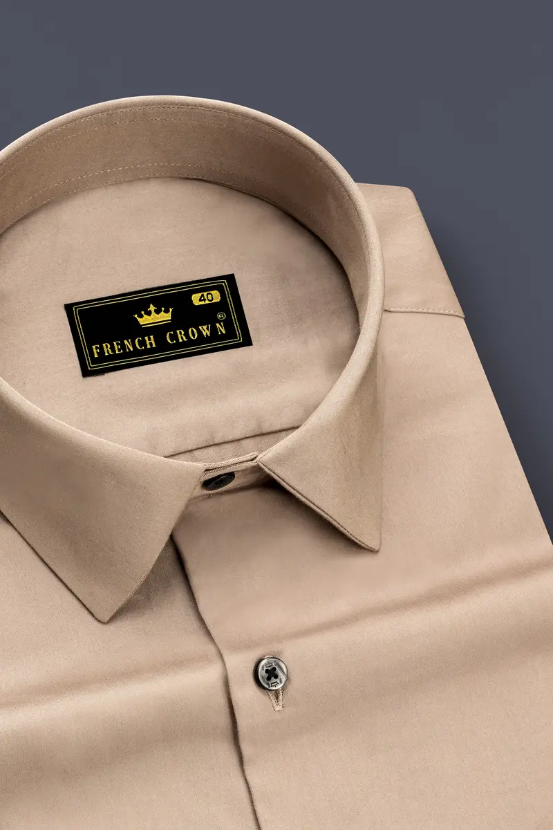 Arenzo-Quicksand Brown Subtle Sheen Super Soft Premium Cotton Dress Shirt 2