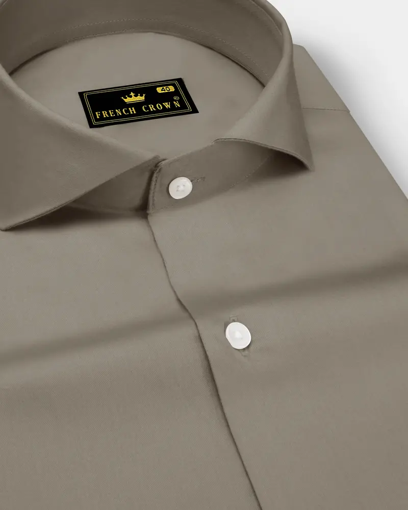 Argento-Makara Gray Subtle Sheen Super Soft Premium Cotton Cut Away Collar Dress Shirt 1
