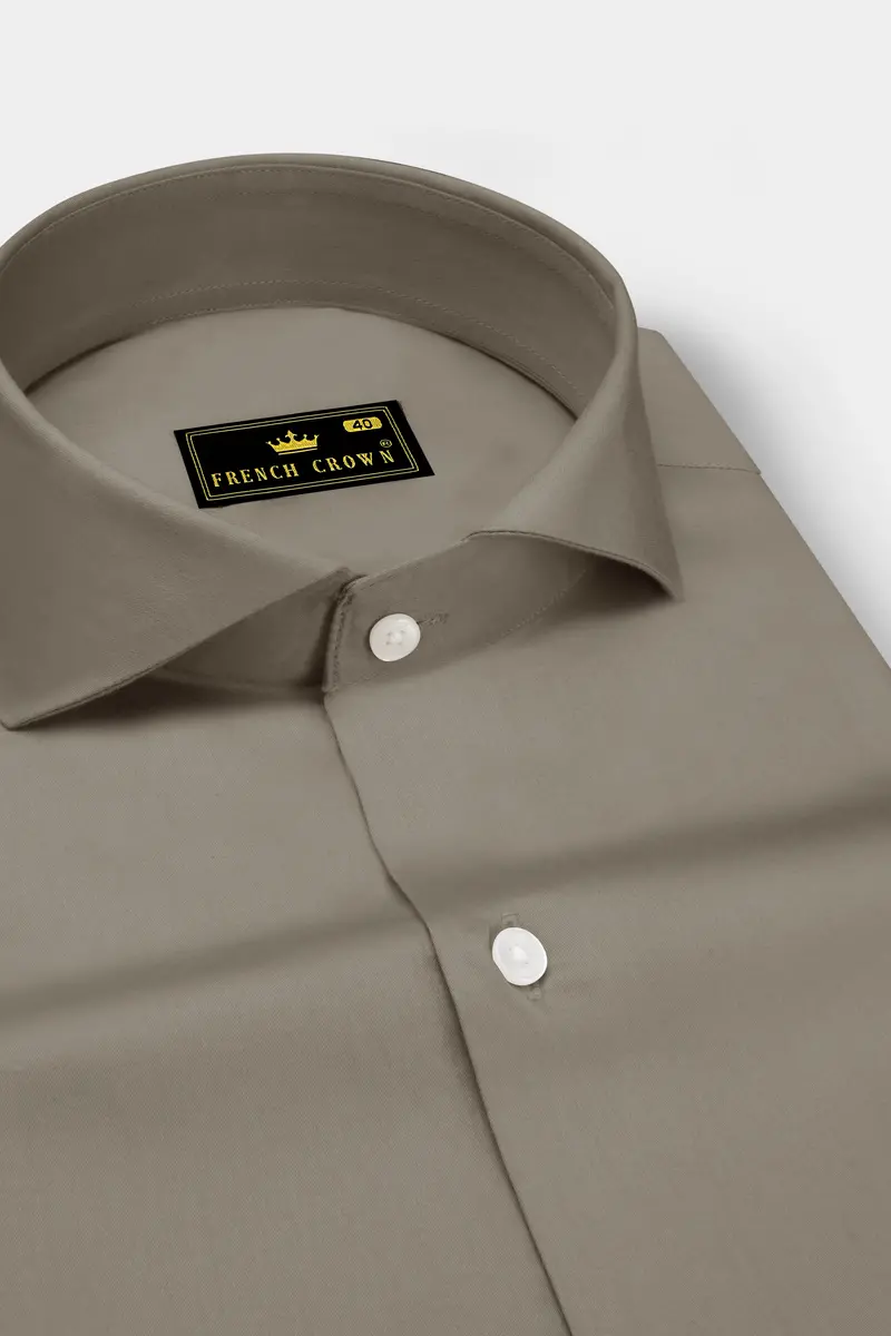 Argento-Makara Gray Subtle Sheen Super Soft Premium Cotton Cut Away Collar Dress Shirt 2