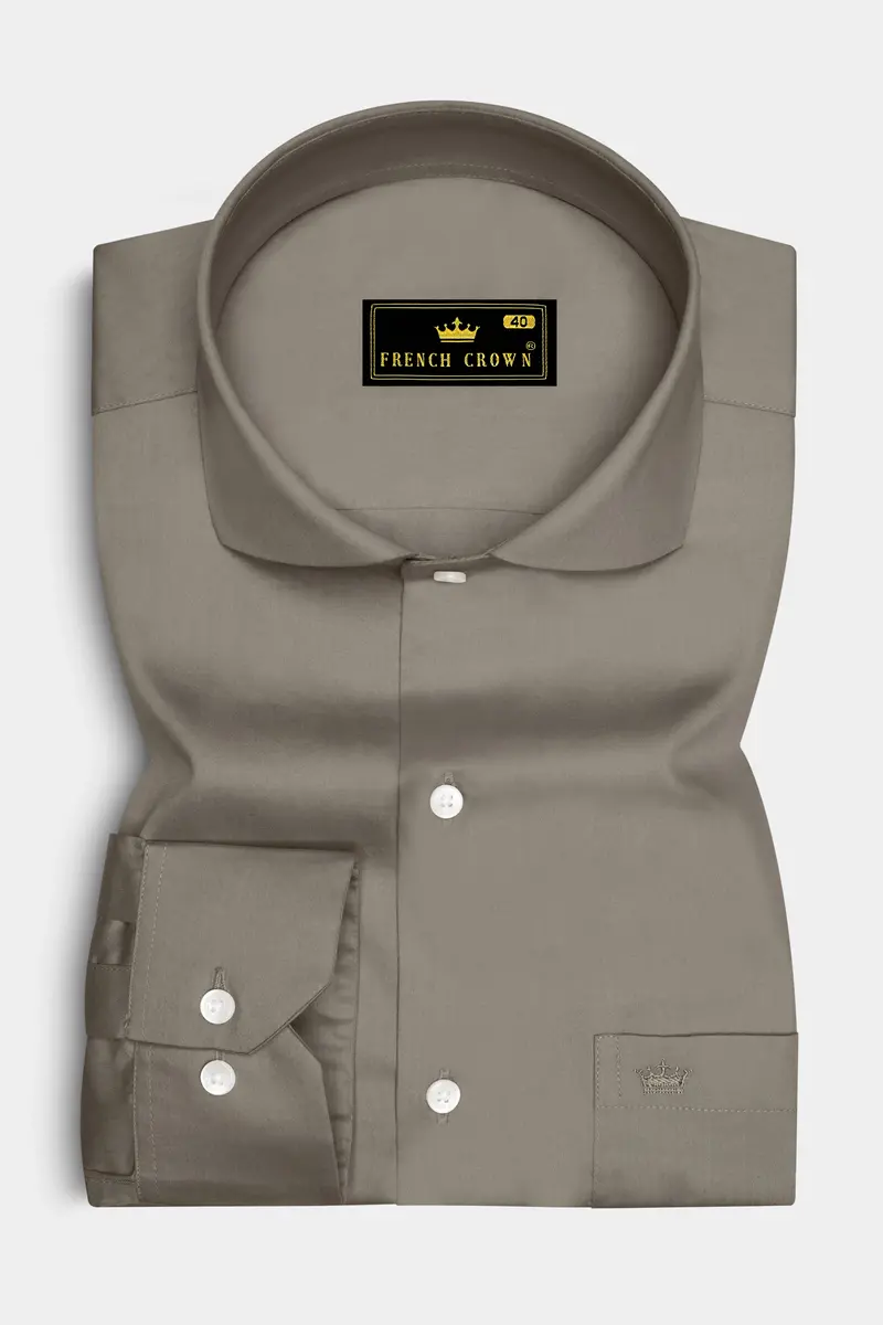 Argento-Makara Gray Subtle Sheen Super Soft Premium Cotton Cut Away Collar Dress Shirt 4