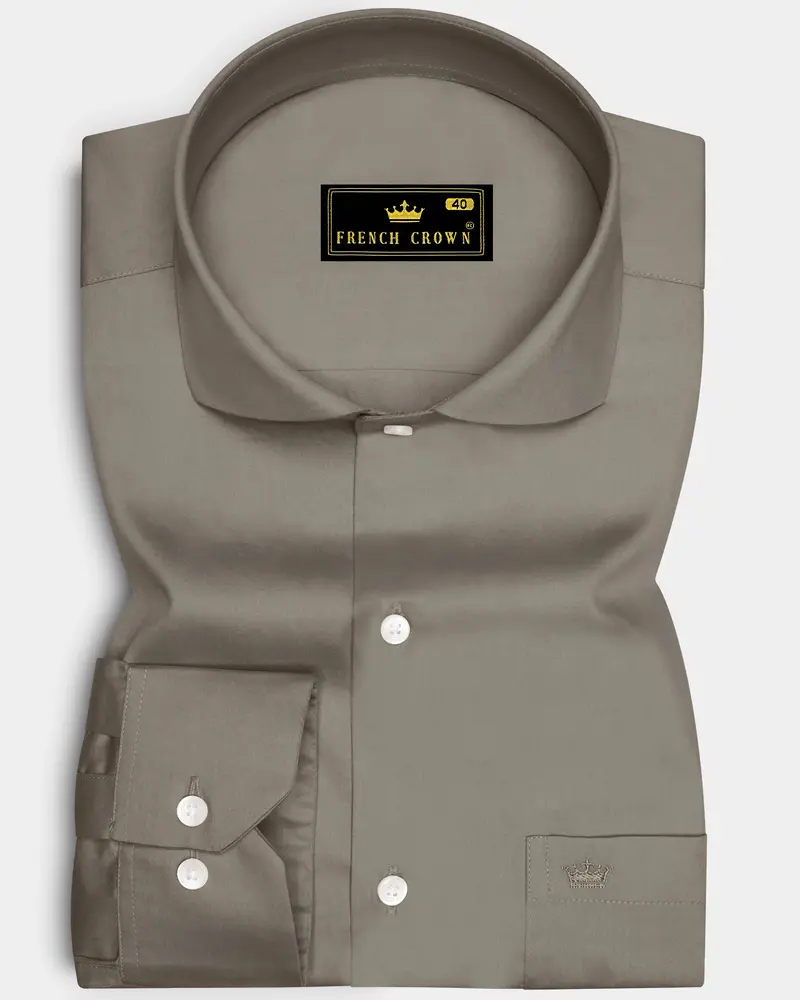 Argento-Makara Gray Subtle Sheen Super Soft Premium Cotton Cut Away Collar Dress Shirt 6