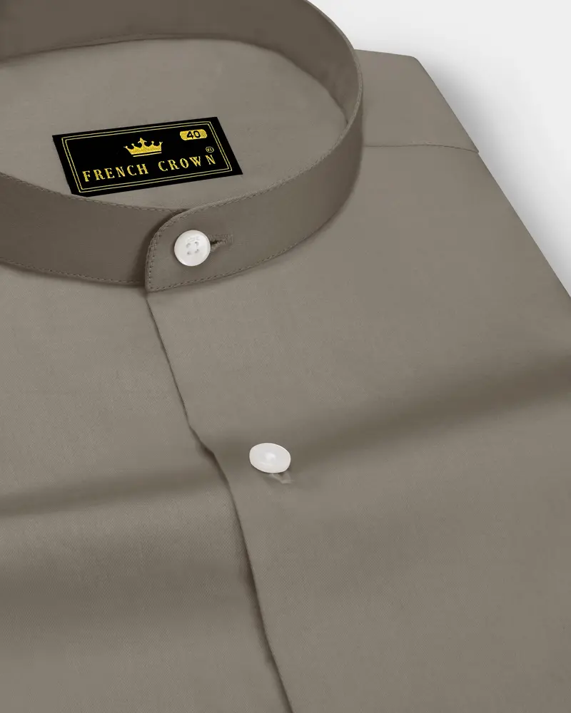 Argento-Makara Gray Subtle Sheen Super Soft Premium Cotton Mandarin Dress Shirt 1