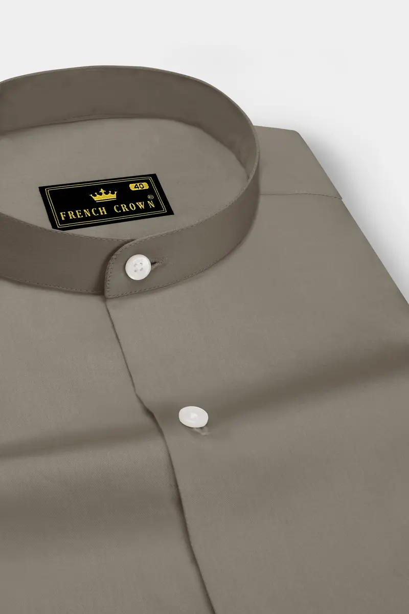 Argento-Makara Gray Subtle Sheen Super Soft Premium Cotton Mandarin Dress Shirt 2