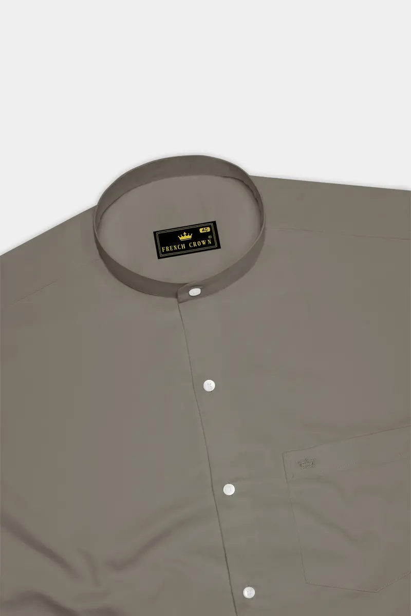 Argento-Makara Gray Subtle Sheen Super Soft Premium Cotton Mandarin Dress Shirt 5