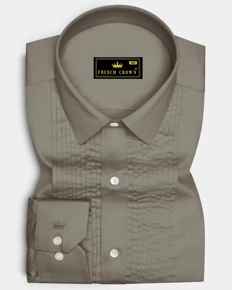Argento-Makara Gray Subtle Sheen Super Soft Premium Cotton Tuxedo Dress Shirt 1