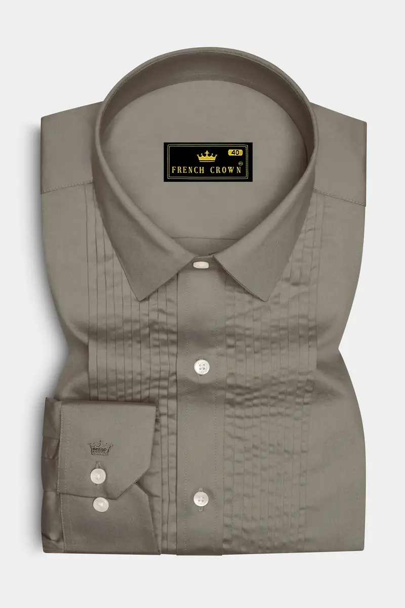 Argento-Makara Gray Subtle Sheen Super Soft Premium Cotton Tuxedo Dress Shirt 2