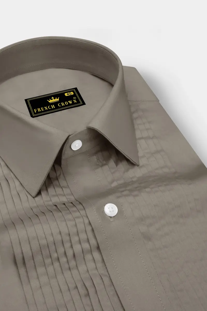 Argento-Makara Gray Subtle Sheen Super Soft Premium Cotton Tuxedo Dress Shirt 4