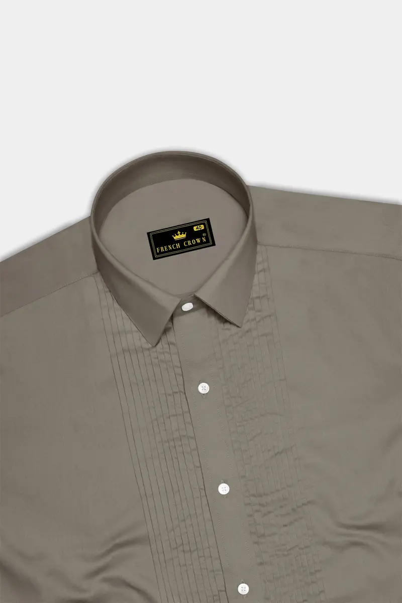 Argento-Makara Gray Subtle Sheen Super Soft Premium Cotton Tuxedo Dress Shirt 5