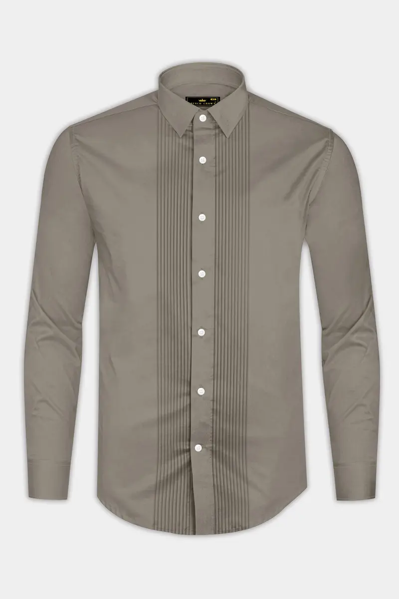 Argento-Makara Gray Subtle Sheen Super Soft Premium Cotton Tuxedo Dress Shirt 6