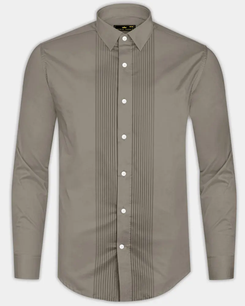 Argento-Makara Gray Subtle Sheen Super Soft Premium Cotton Tuxedo Dress Shirt 8