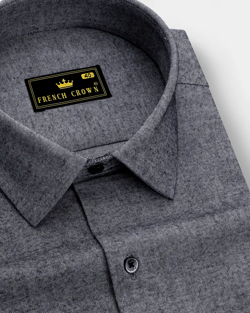 Argento-Monsoon Gray Textured Heavy Weight Oxford Premium Cotton Dress Shirt 1