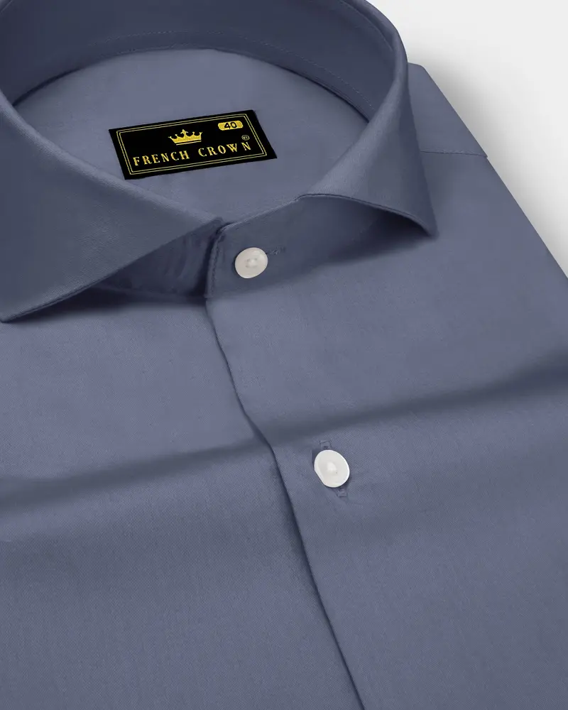 Argento-Shuttle Gray Subtle Sheen Super Soft Premium Cotton Cut Away Collar Dress Shirt 1