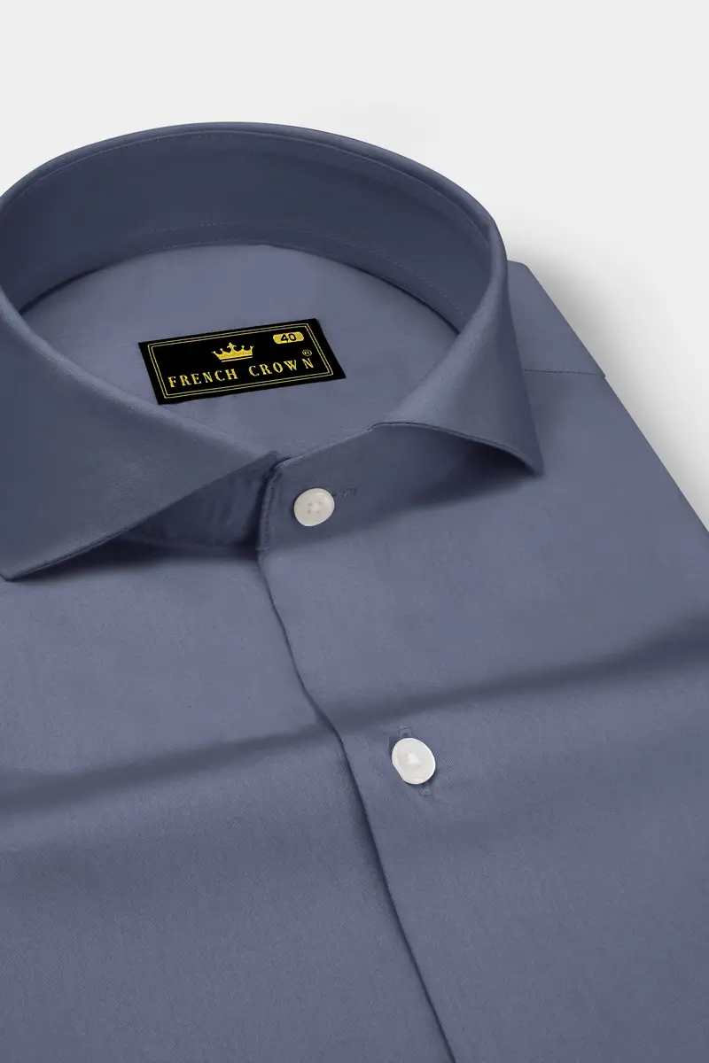 Argento-Shuttle Gray Subtle Sheen Super Soft Premium Cotton Cut Away Collar Dress Shirt 2