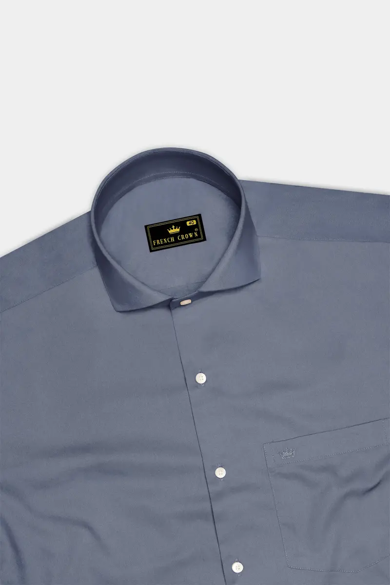 Argento-Shuttle Gray Subtle Sheen Super Soft Premium Cotton Cut Away Collar Dress Shirt 5