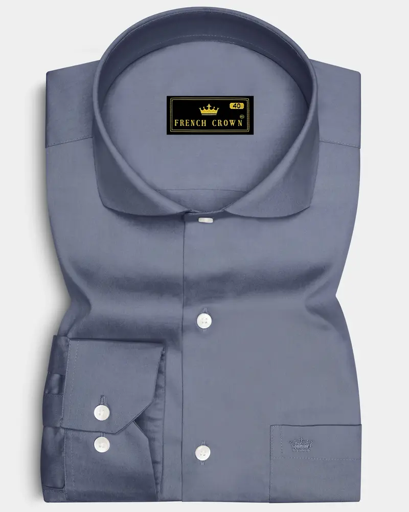 Argento-Shuttle Gray Subtle Sheen Super Soft Premium Cotton Cut Away Collar Dress Shirt 6
