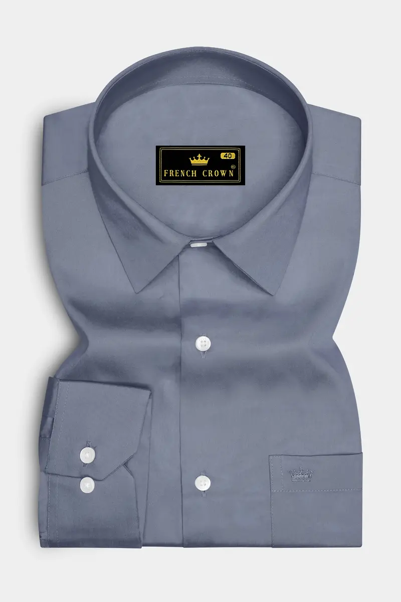 Argento-Shuttle Gray Subtle Sheen Super Soft Premium Cotton Dress Shirt 4