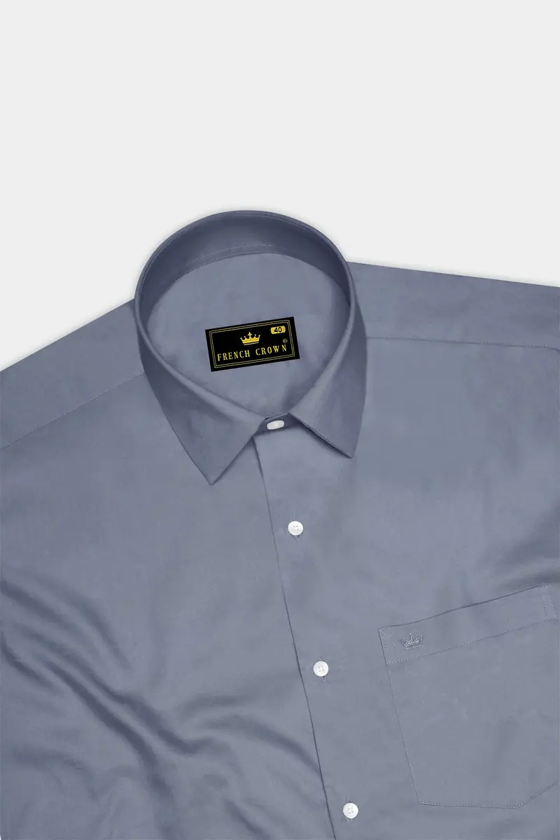 Argento-Shuttle Gray Subtle Sheen Super Soft Premium Cotton Dress Shirt 5