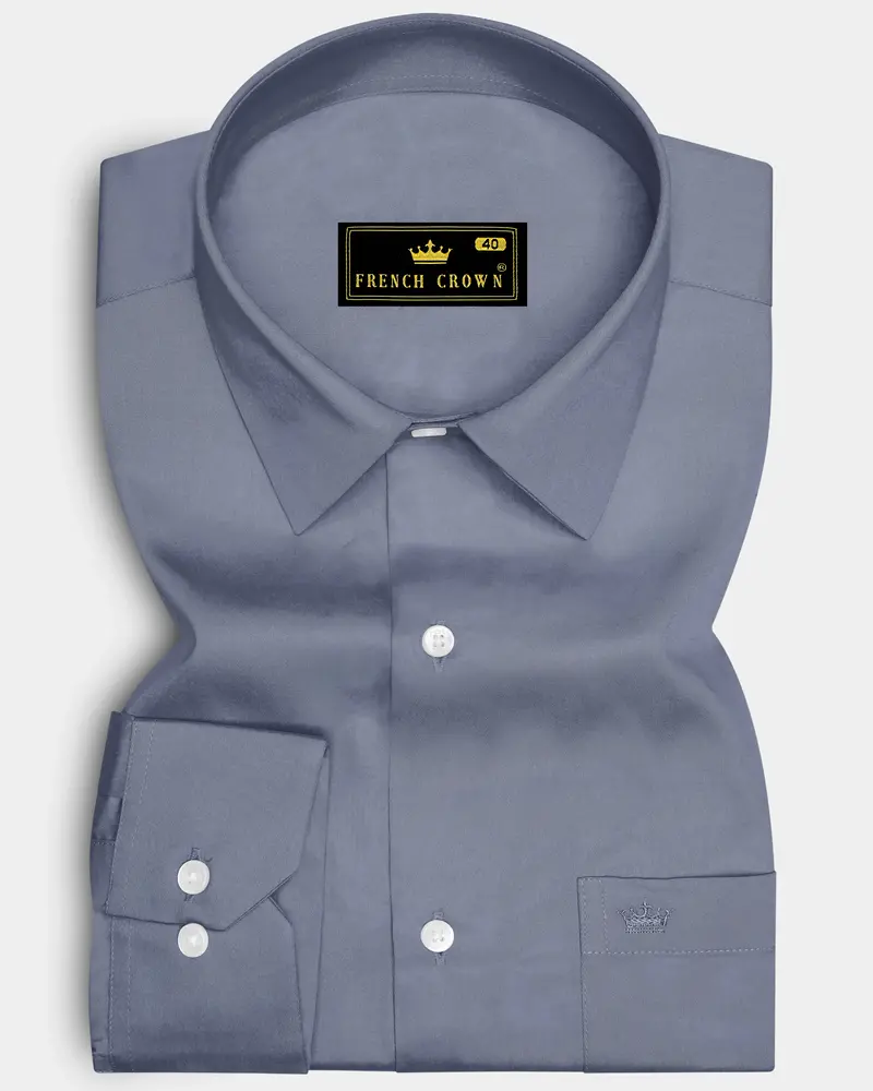 Argento-Shuttle Gray Subtle Sheen Super Soft Premium Cotton Dress Shirt 6