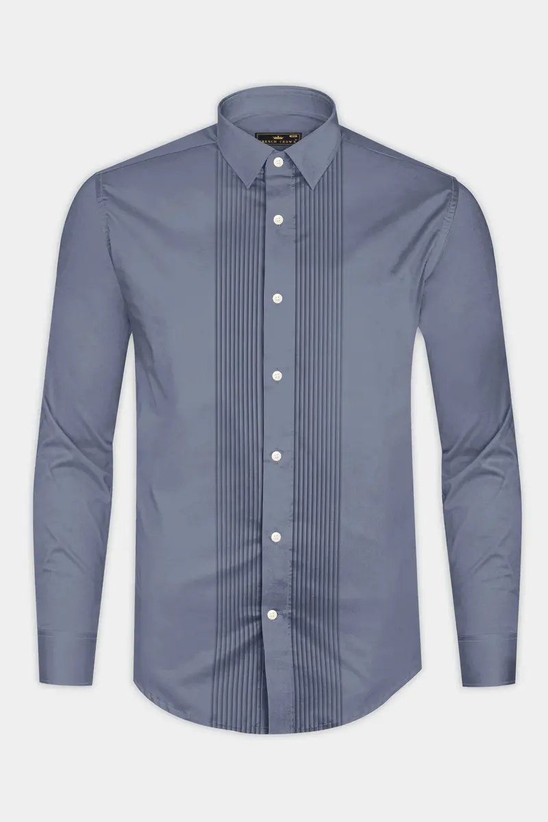 Argento-Shuttle Gray Subtle Sheen Super Soft Premium Cotton Tuxedo Dress Shirt 6