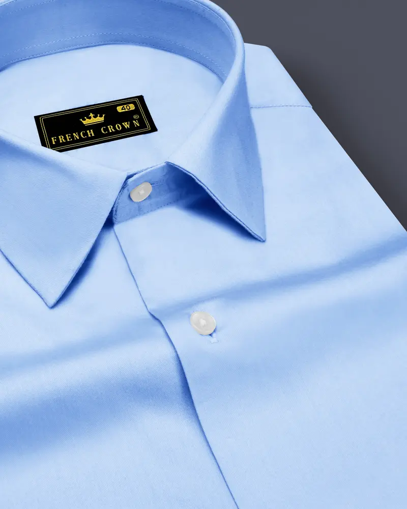 Argento-Steel Blue Subtle Sheen Super Soft Premium Cotton Dress Shirt 1