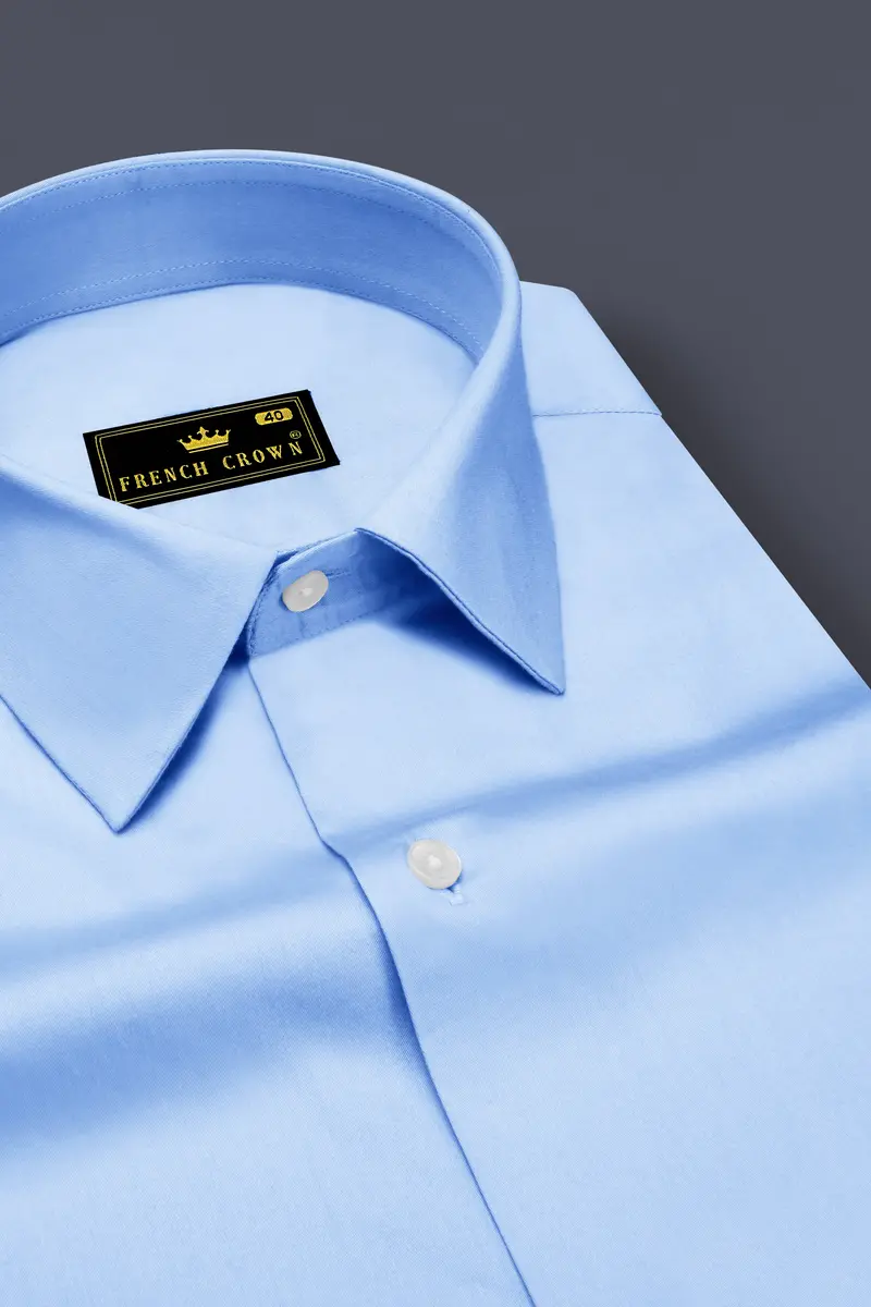 Argento-Steel Blue Subtle Sheen Super Soft Premium Cotton Dress Shirt 2