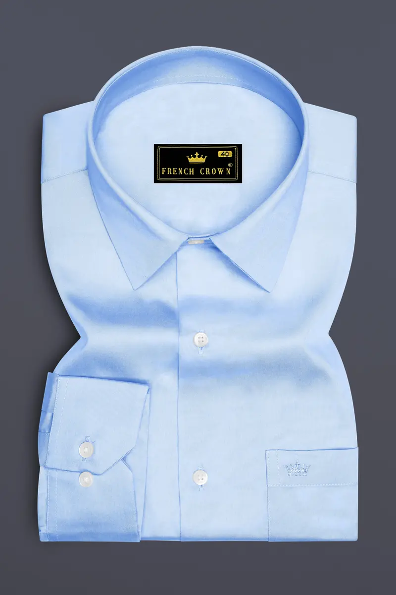 Argento-Steel Blue Subtle Sheen Super Soft Premium Cotton Dress Shirt 4