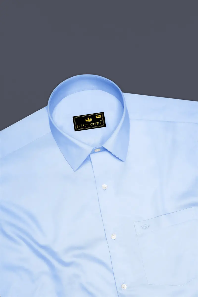 Argento-Steel Blue Subtle Sheen Super Soft Premium Cotton Dress Shirt 5