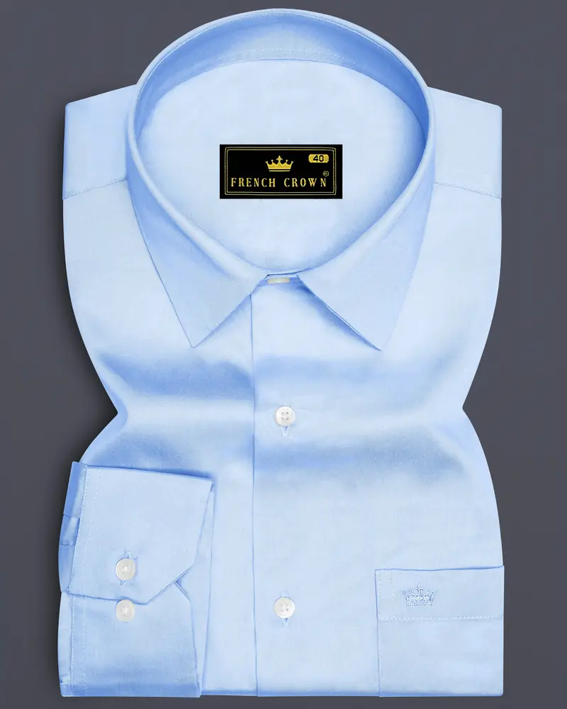 Argento-Steel Blue Subtle Sheen Super Soft Premium Cotton Dress Shirt 6