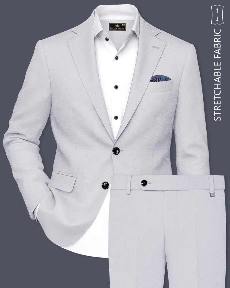 Aristo-Alto Gray Luxurious Linen Single Breasted Stretchable Traveler Suit 1