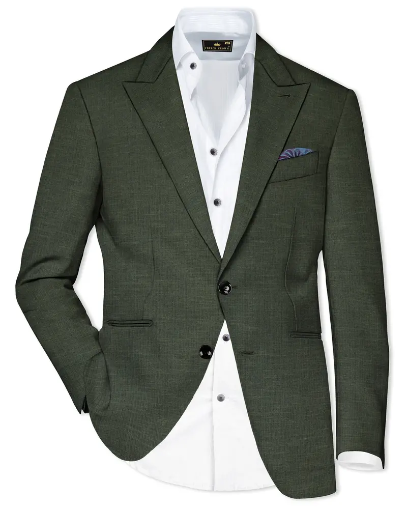 Armadillo Green Solid Premium Cotton Blazer 1