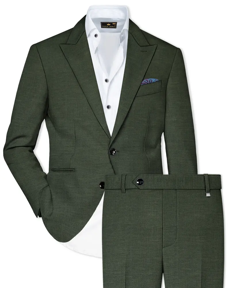Armadillo Green Solid Premium Cotton Suit 1