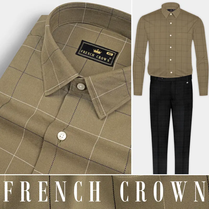 Arrowtown Brown Checked Dobby Textured Premium Giza Cotton Shirt 10