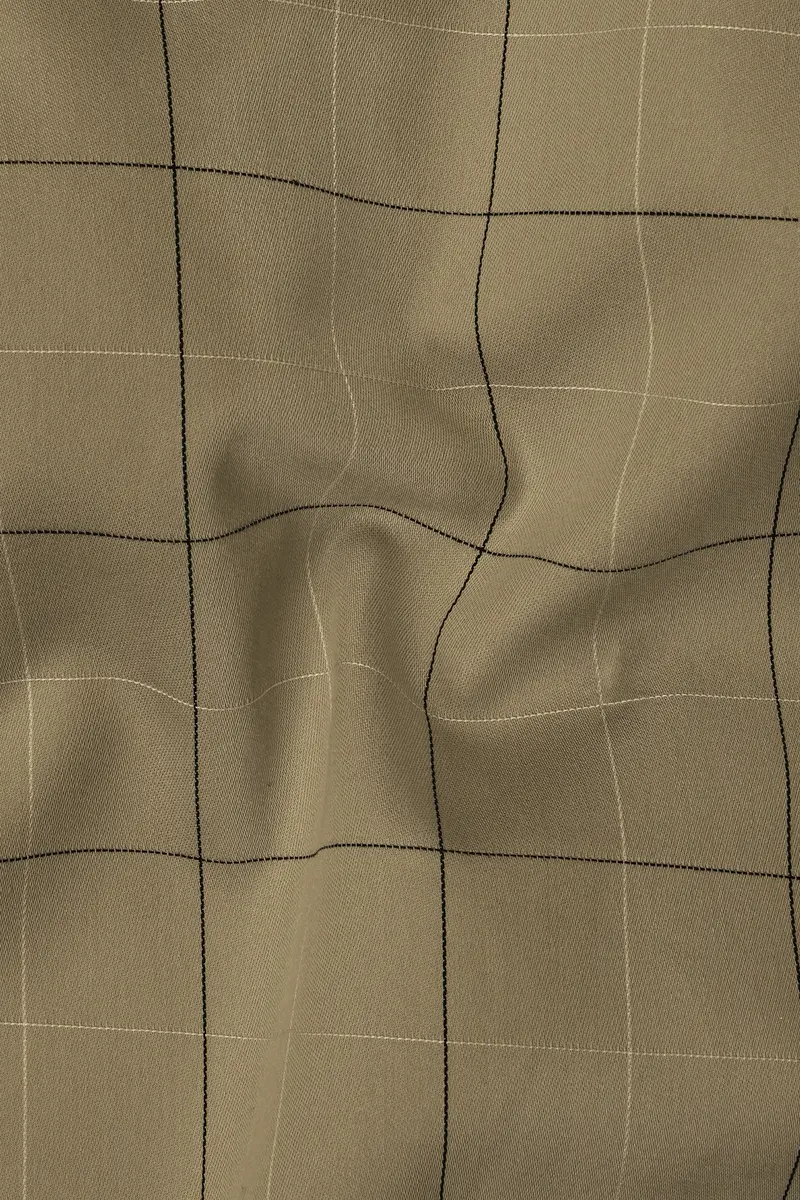 Arrowtown Brown Checked Dobby Textured Premium Giza Cotton Shirt 2