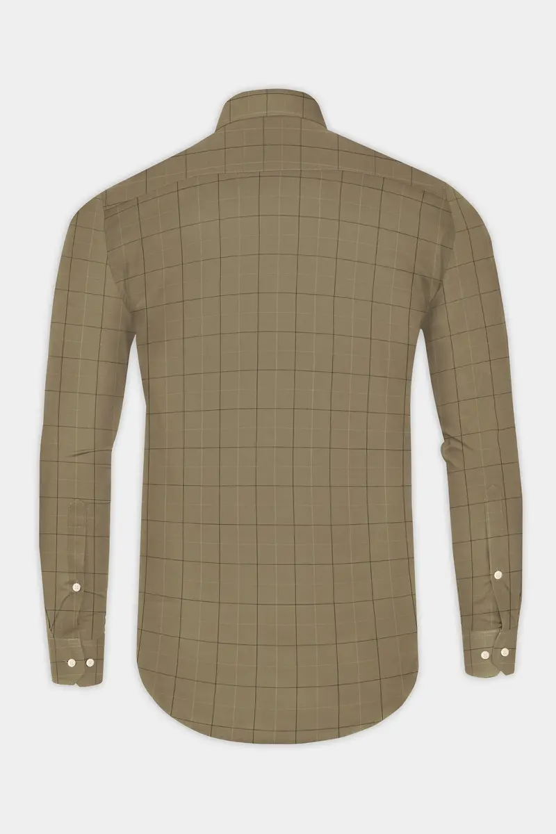 Arrowtown Brown Checked Dobby Textured Premium Giza Cotton Shirt 5
