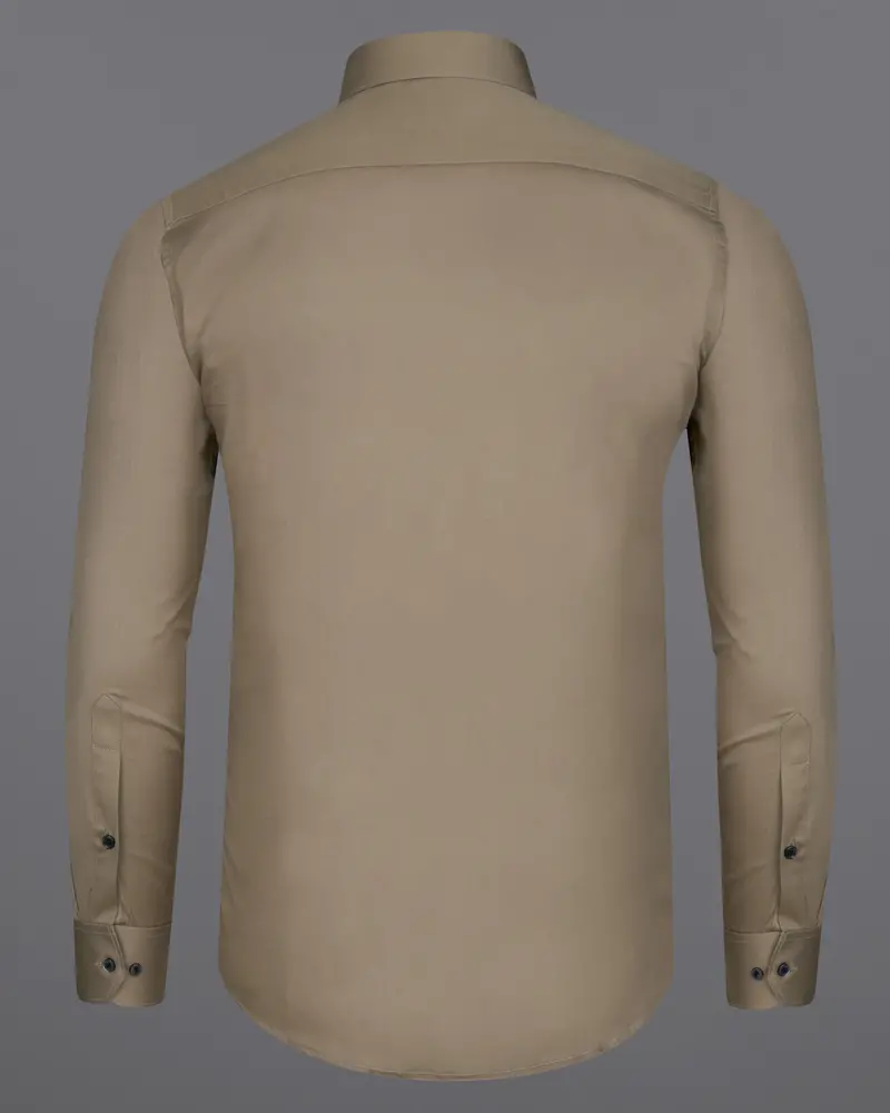 Arrowtown Brown Subtle Sheen Snake Pleated Super Soft Premium Cotton Tuxedo Shirt 7