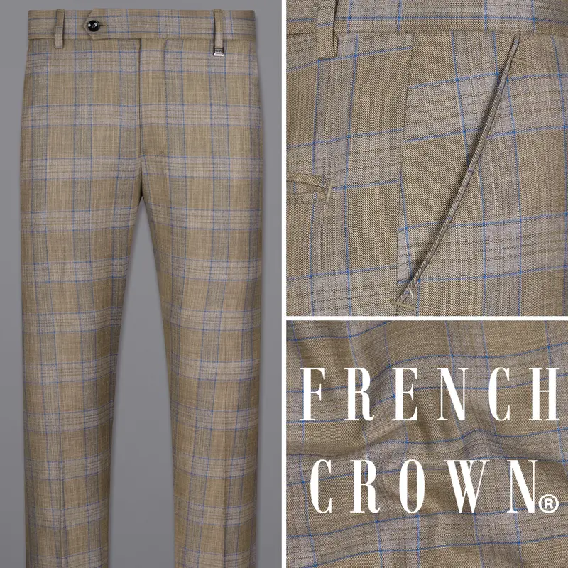 Arrowtown Brown With Azure Blue Plaid Pant 1