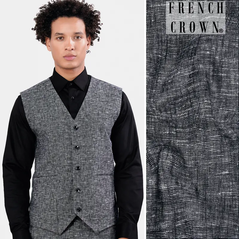 Arsenic Gray Luxurious Linen Waistcoat 1