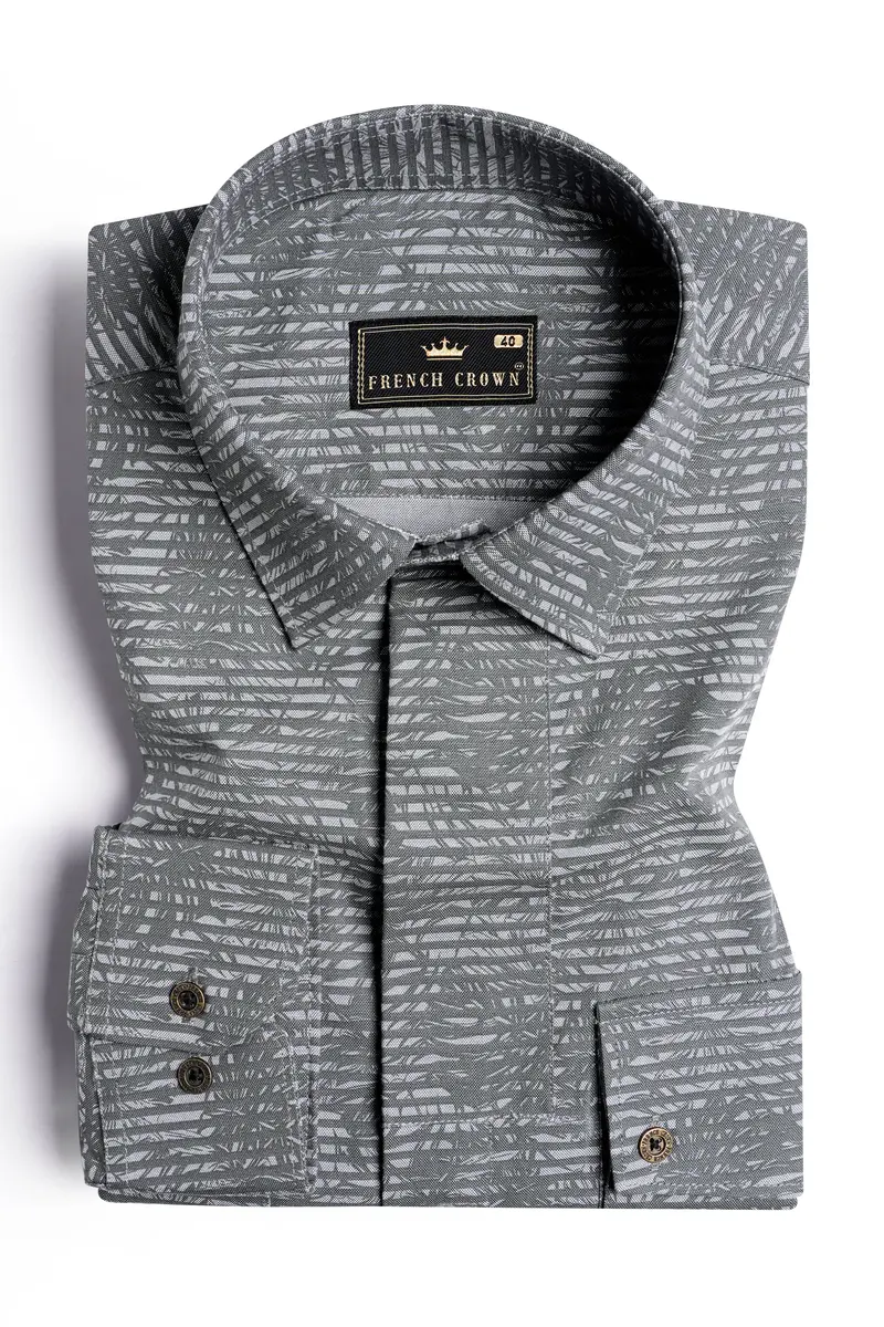 Arsenic Gray Textured Royal Oxford Designer Shirt 5