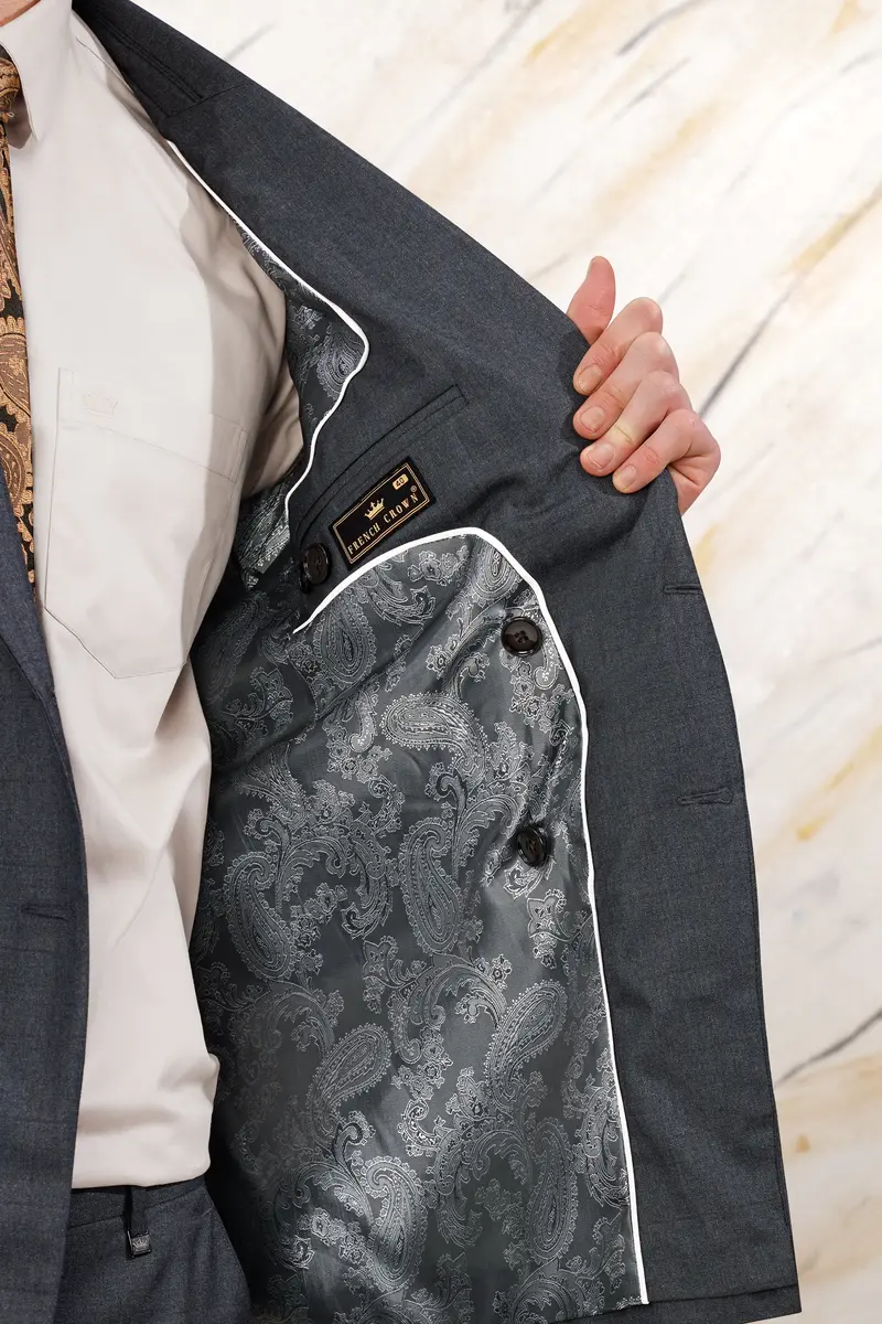 Arsenic Grey Wool Rich Double Breasted Blazer 4