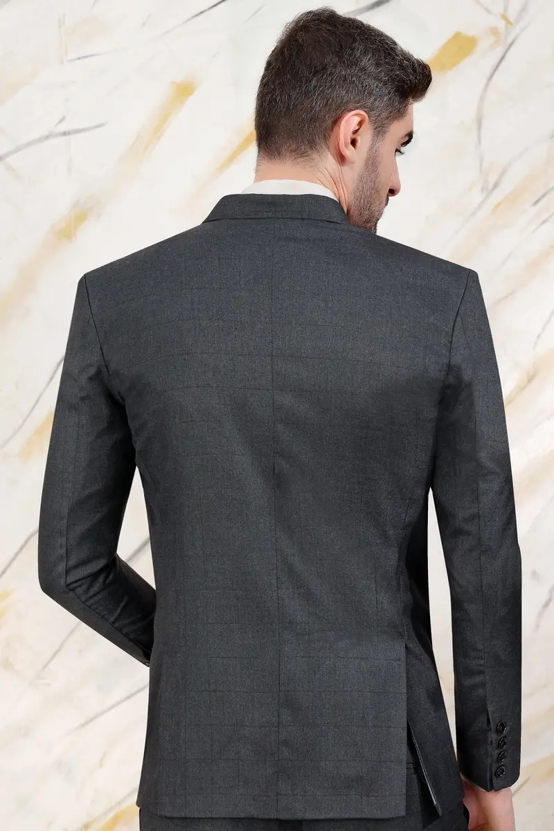 Arsenic Grey Wool Rich Double Breasted Blazer 5