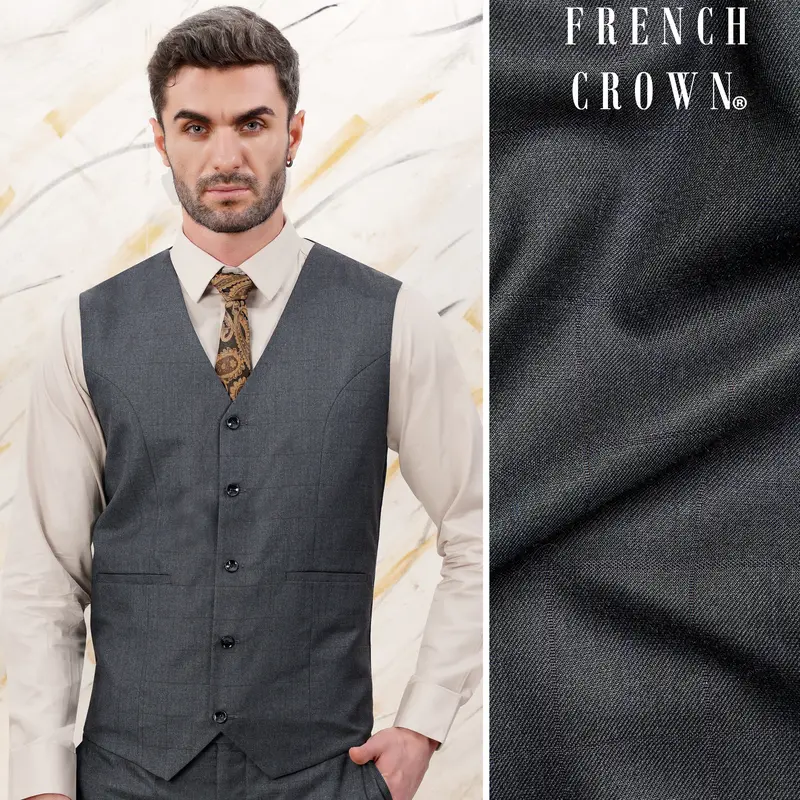 Arsenic Grey Wool Rich Waistcoat 1