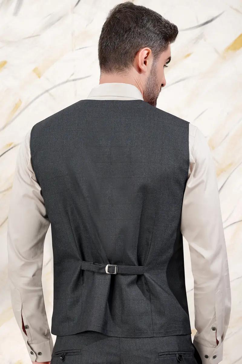 Arsenic Grey Wool Rich Waistcoat 4