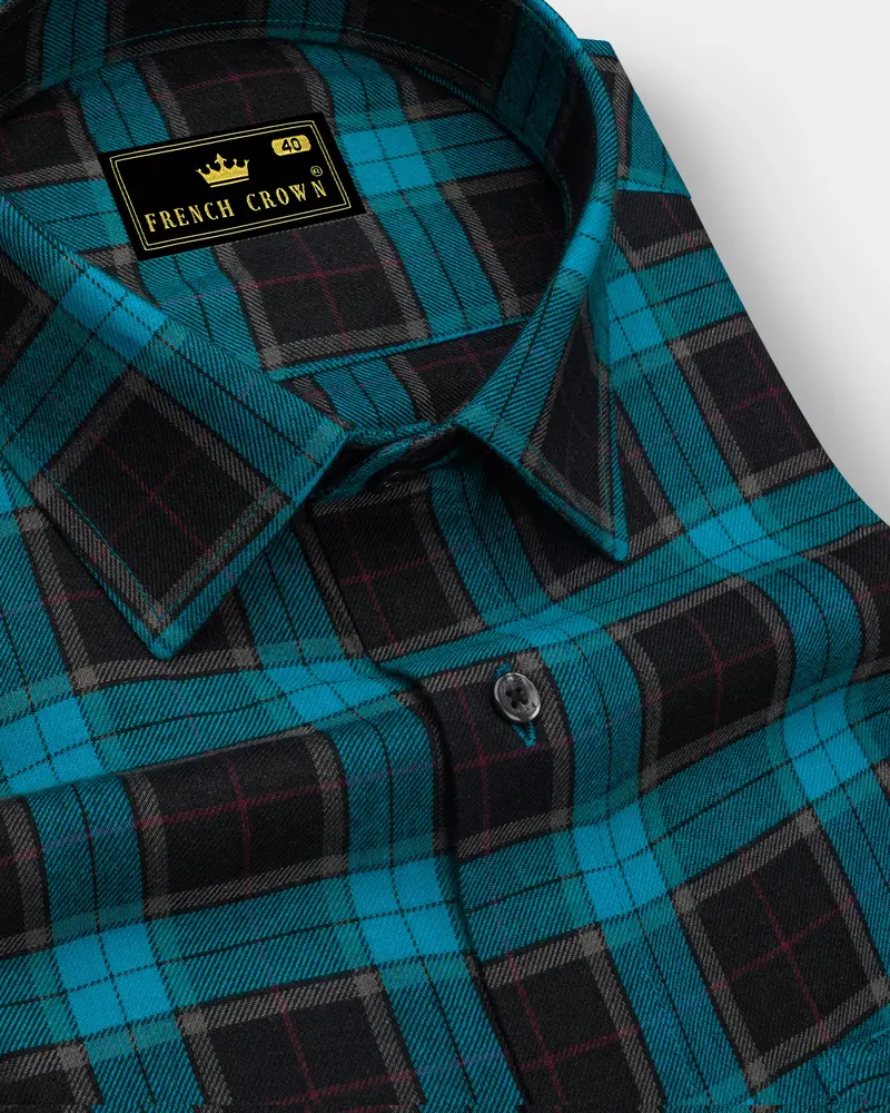 Artyclick Blue Twill Plaid Premium Cotton Shirt 1