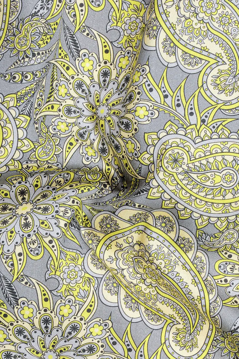 Arylide Yellow With Nobel Gray Flower Valley Printed Super Soft Premium Cotton Shirt 2