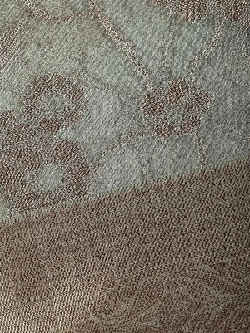 Ash Floral Design Tissue Silk Saree 2