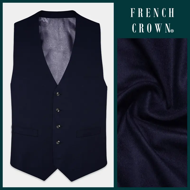Ashen-Cinder Blue Solid Wool Rich Waistcoat 1